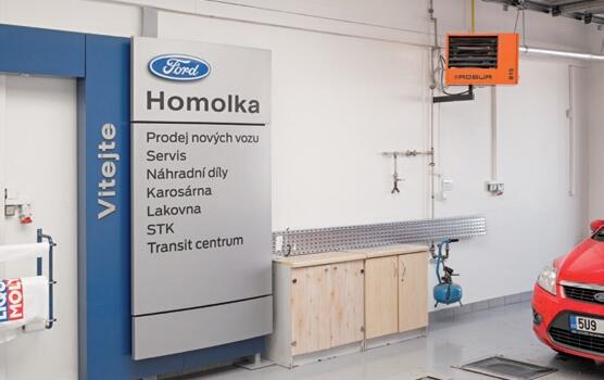 Vykurovanie servisných dielní a STK Ford Homolka v Děčíne